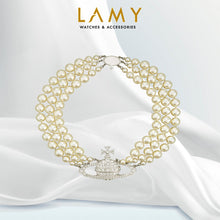 Dây chuyền ngọc trai LAMY Three Row Pearl Bas Relief Gold Necklace CDE6206