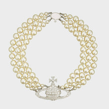 Dây chuyền ngọc trai LAMY Three Row Pearl Bas Relief Gold Necklace CDE6206