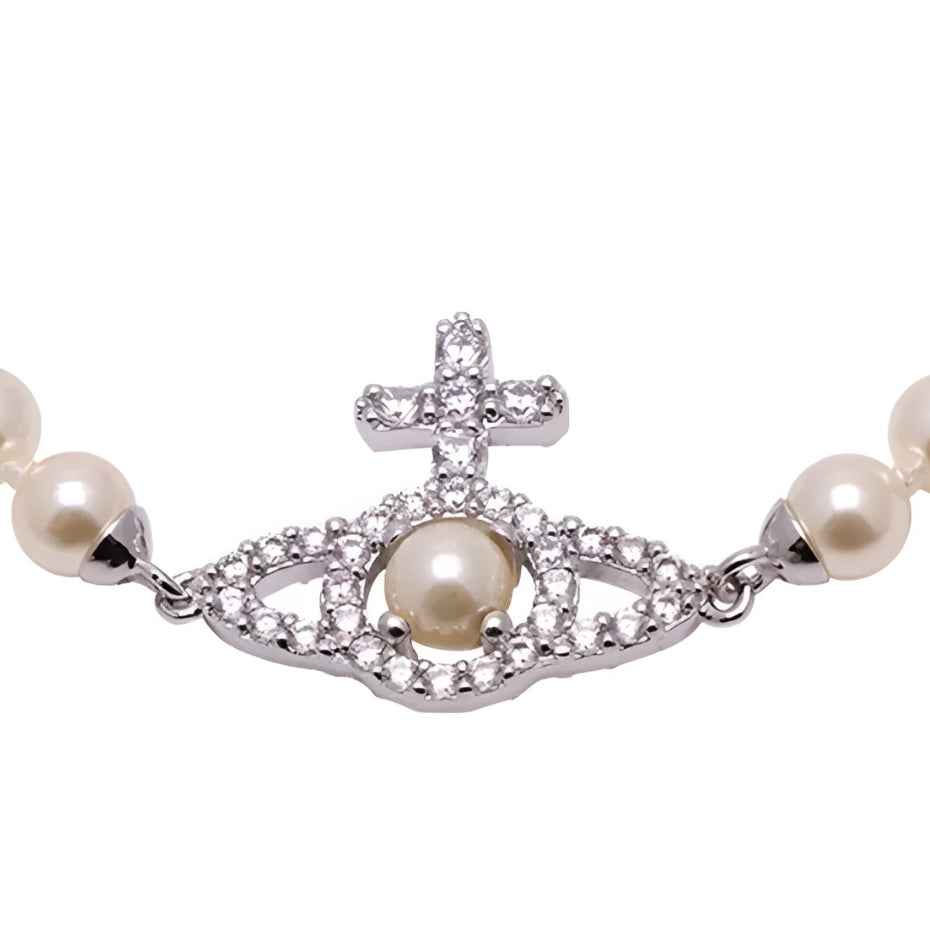 CDE Olympia Pearl Orb Bracelet Silver CDE2053