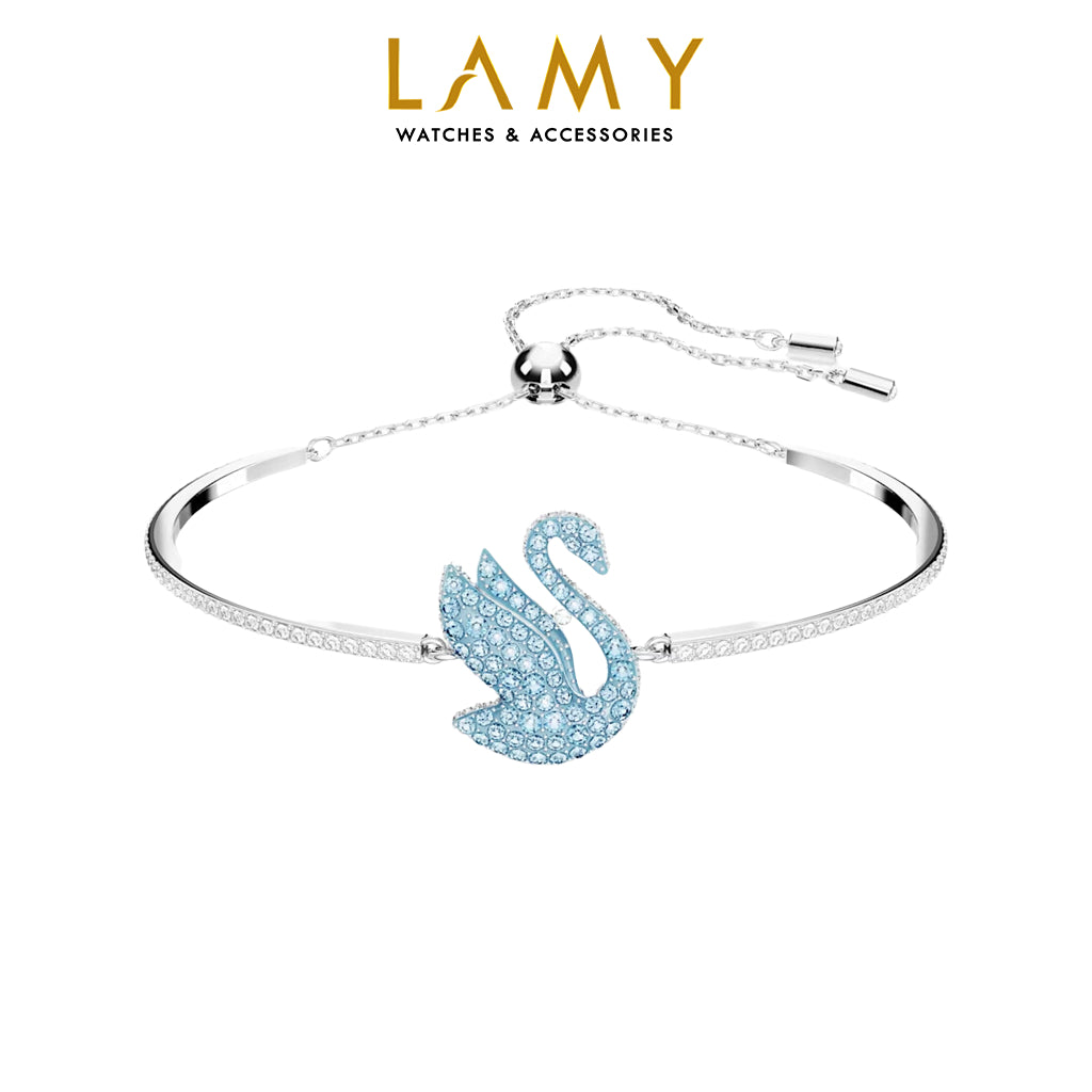 Iconic Swan Blue Crystal Bracelet Silver CDE2097BE