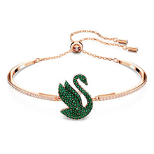 Iconic Swan Crystal Bracelet Rose Gold Green