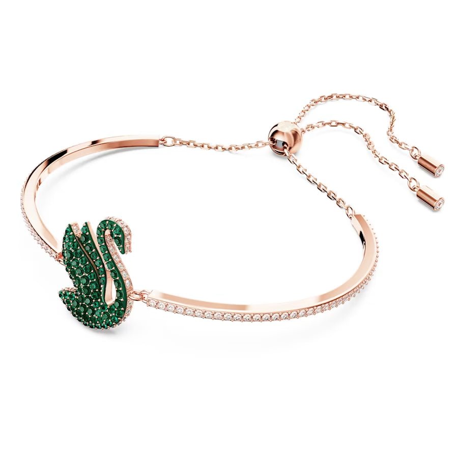 Iconic Swan Crystal Bracelet Rose Gold Green
