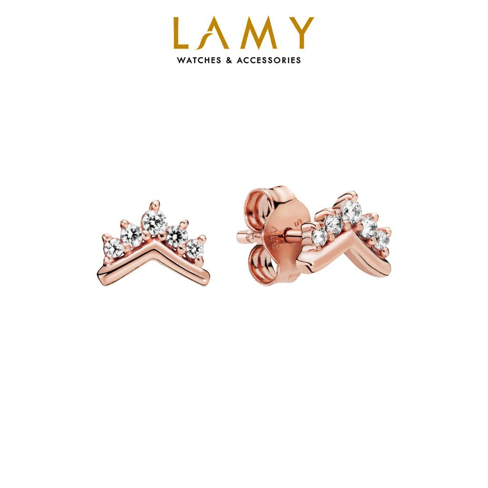 Tiara Wishbone Cubic Zirconia Earrings Silver