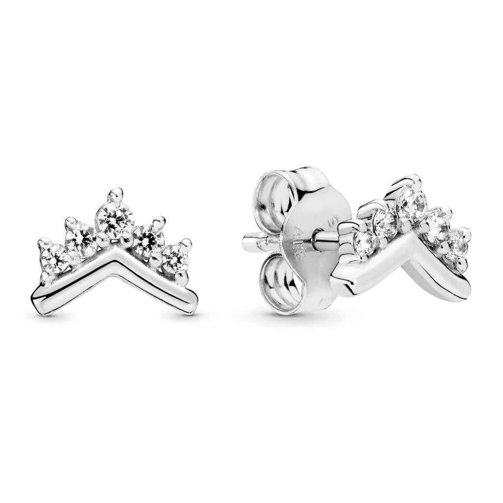 CDE Tiara Wishbone Stud Cubic Zirconia Earrings Silver CDE3117SV