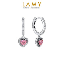 Khuyên tai LAMY Women's Silver Earrings Sparkling Halo Heart Silver Earrings CDE3120