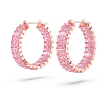 Khuyên tai LAMY Matrix Hoop Pink Baguette Cut Earrings Silver CDE3124PI
