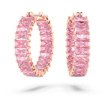 Khuyên tai LAMY Matrix Hoop Pink Baguette Cut Earrings Silver CDE3124PI