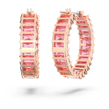 Khuyên tai LAMY Matrix Hoop Pink Baguette Cut Earrings Silver CDE3124PI