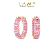 Khuyên tai LAMY Matrix Hoop Pink Baguette Cut Earrings Silver CDE3124PI