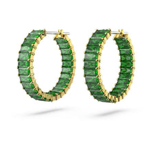 Khuyên tai LAMY Matrix Hoop Green Baguette Cut Earrings Silver CDE3124GR
