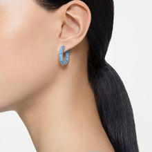 Khuyên tai LAMY Matrix Hoop Blue Baguette Cut Earrings Silver CDE3124BE