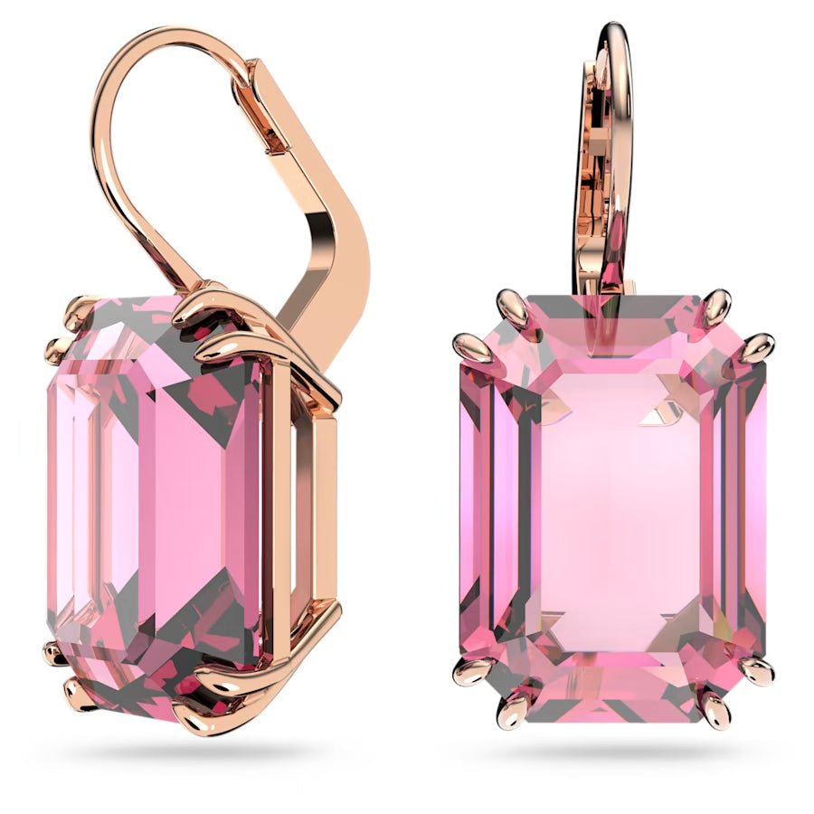 Millenia Octagon Cut Pink Drop Earrings Pink