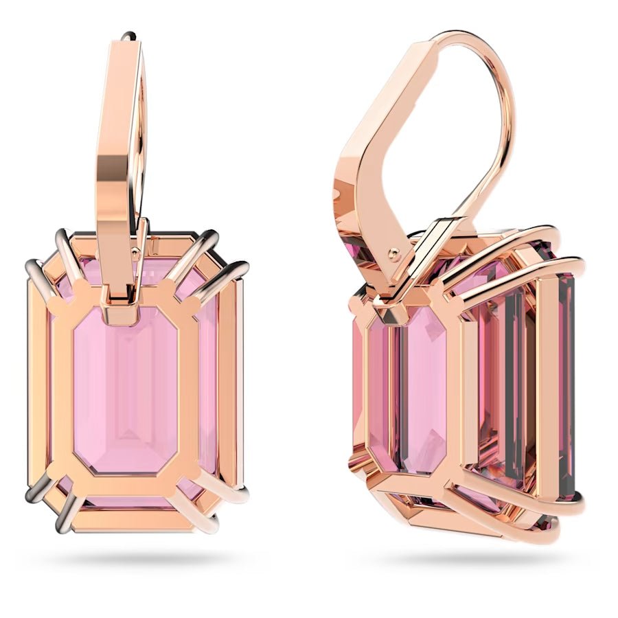 Millenia Octagon Cut Pink Drop Earrings Pink