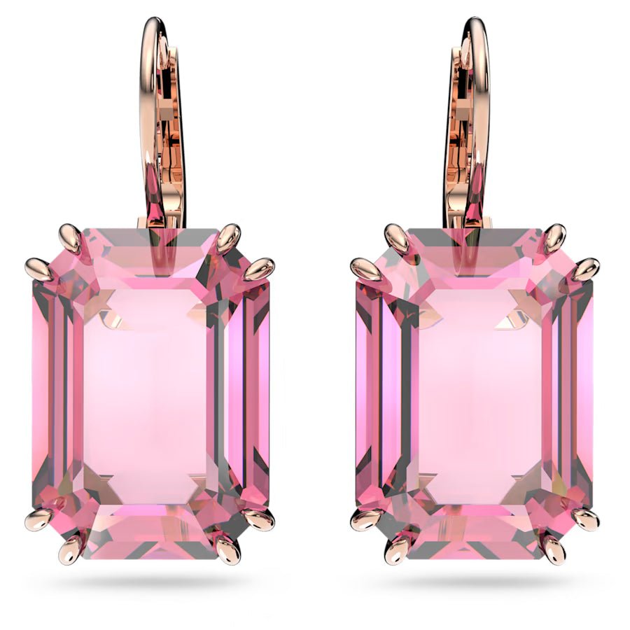 Millenia Octagon Cut Pink Drop Earrings Pink