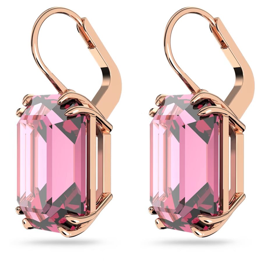 Millenia Octagon Cut Pink Drop Earrings Pink