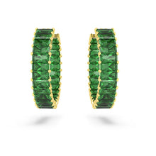 Khuyên tai LAMY Matrix Hoop Green Baguette Cut Earrings Silver CDE3124GR