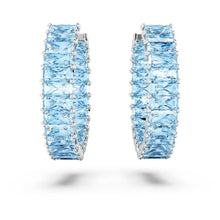 Khuyên tai LAMY Matrix Hoop Blue Baguette Cut Earrings Silver CDE3124BE