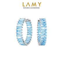 Khuyên tai LAMY Matrix Hoop Blue Baguette Cut Earrings Silver CDE3124BE