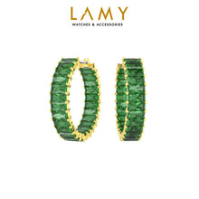 Khuyên tai LAMY Matrix Hoop Green Baguette Cut Earrings Silver CDE3124GR
