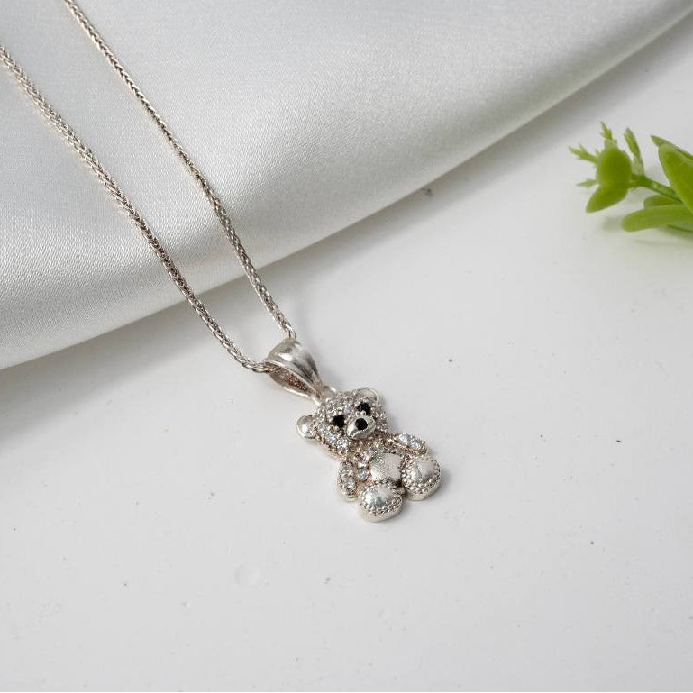 CDE Sparkling Silver Teddy Bear Necklace CDE6171SV - Silver necklace