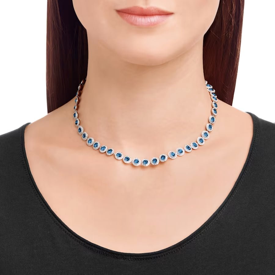Blue Angelic Round Cut Necklace Silver - 6113BE