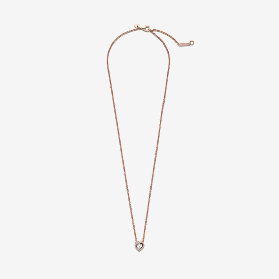 White Heart Stone Necklace Rose Gold