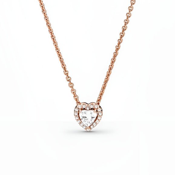 White Heart Stone Necklace Rose Gold