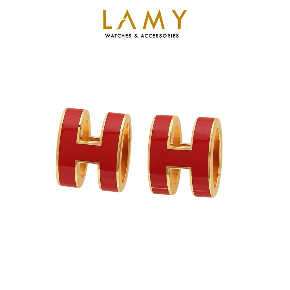 H-shaped Earrings Red