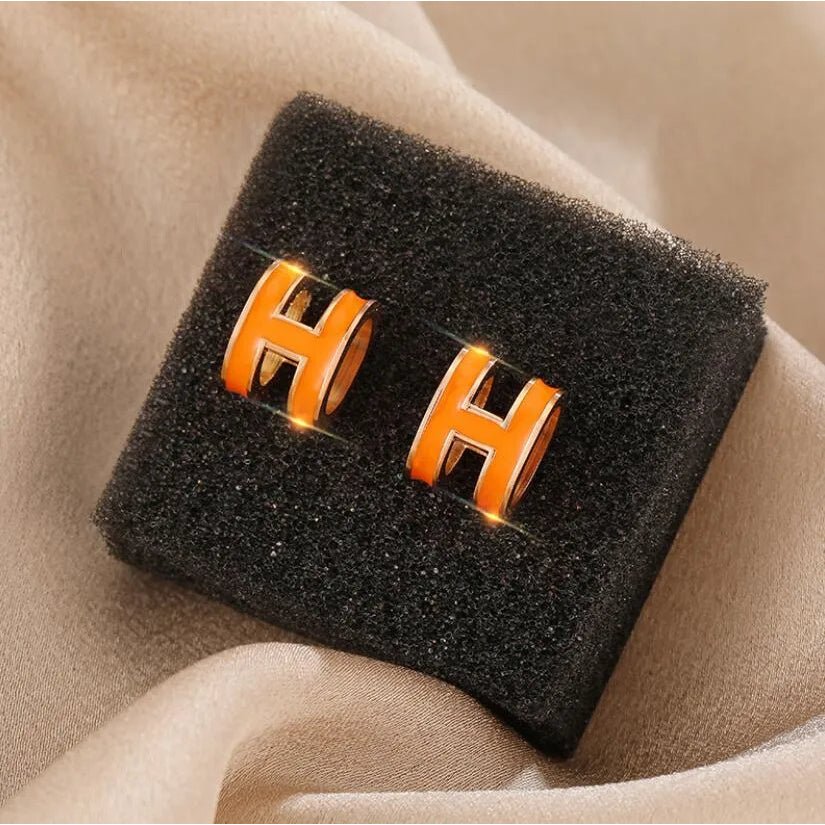 H-shaped Earrings Orange