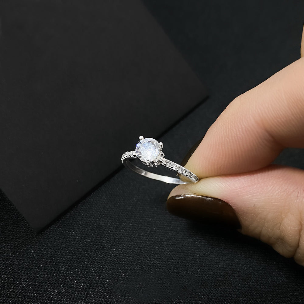 Stone Encrusted Crown Ring Silver - 8160SV