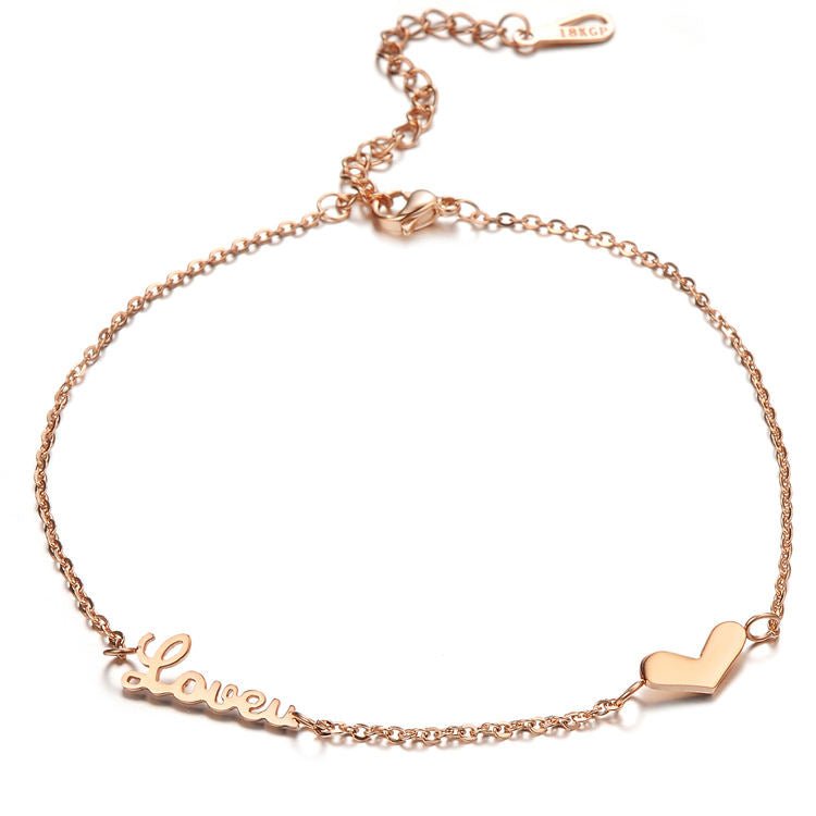 Heart and Love Anklet Silver