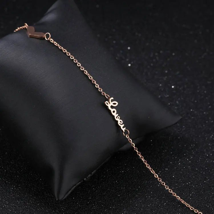 Heart and Love Anklet Silver