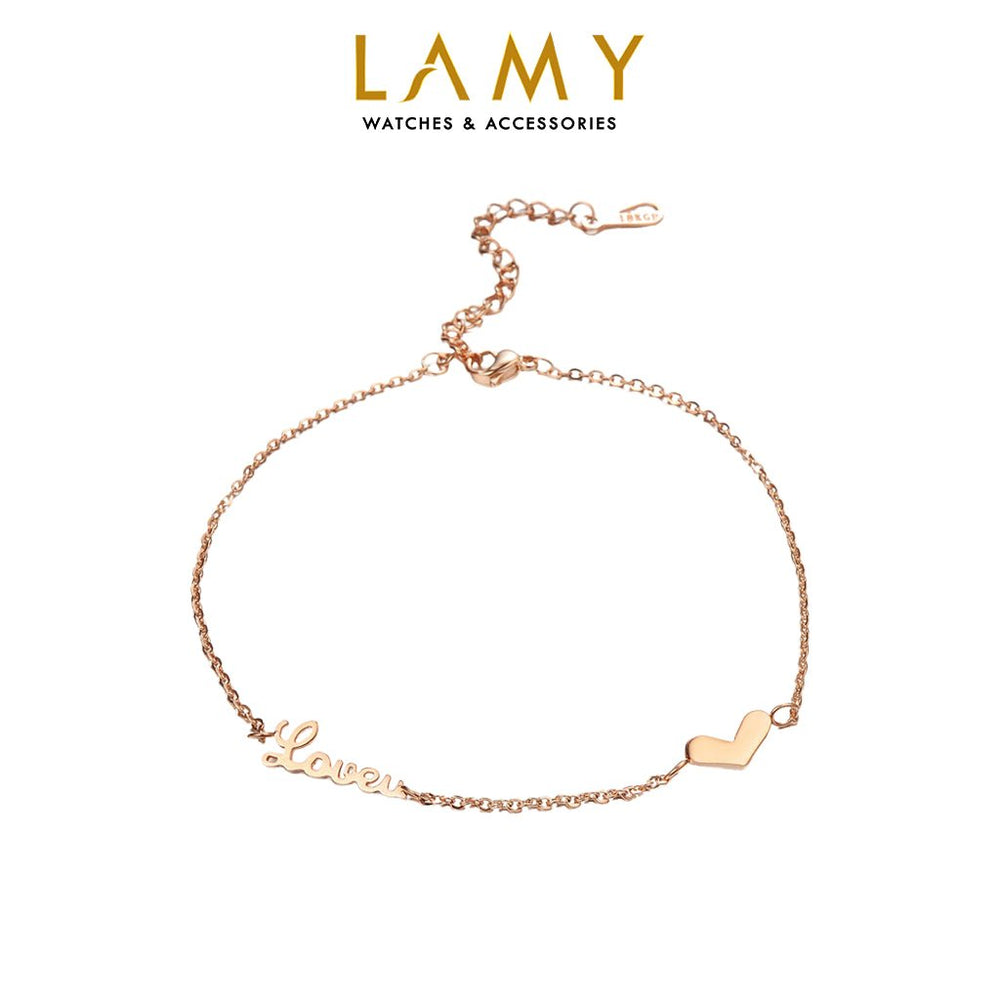 Heart and Love Anklet Silver