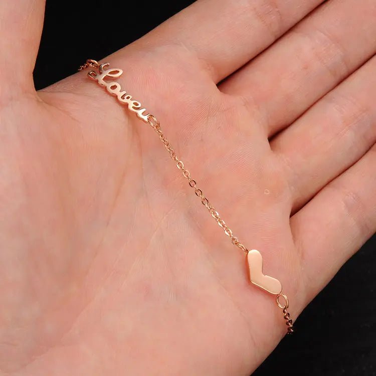 Heart and Love Anklet Silver