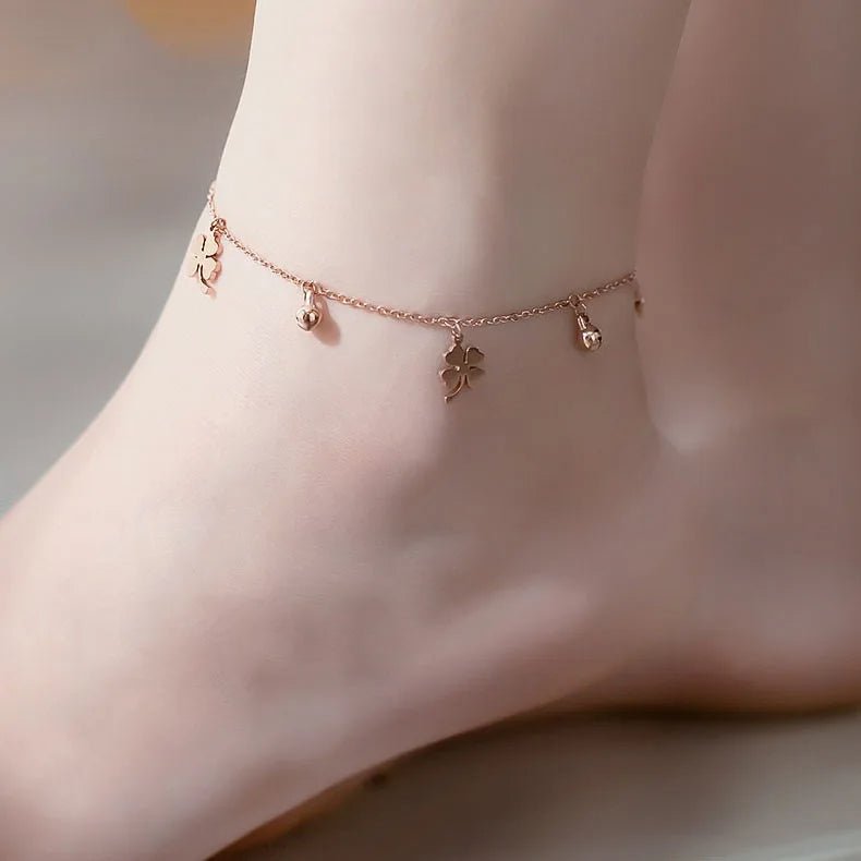 Fashion Diamond Flower Anklet Rose Gold