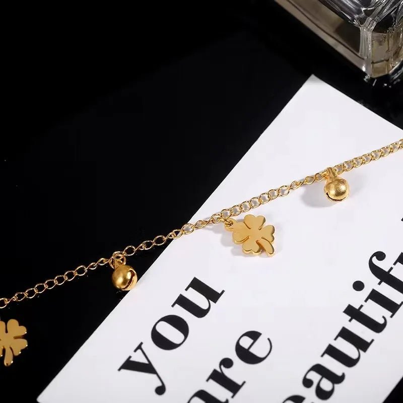 Fashion Diamond Flower Anklet Gold