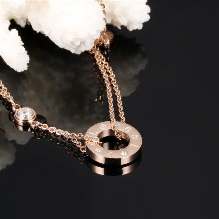 Love Engraved Anklet Rose Gold