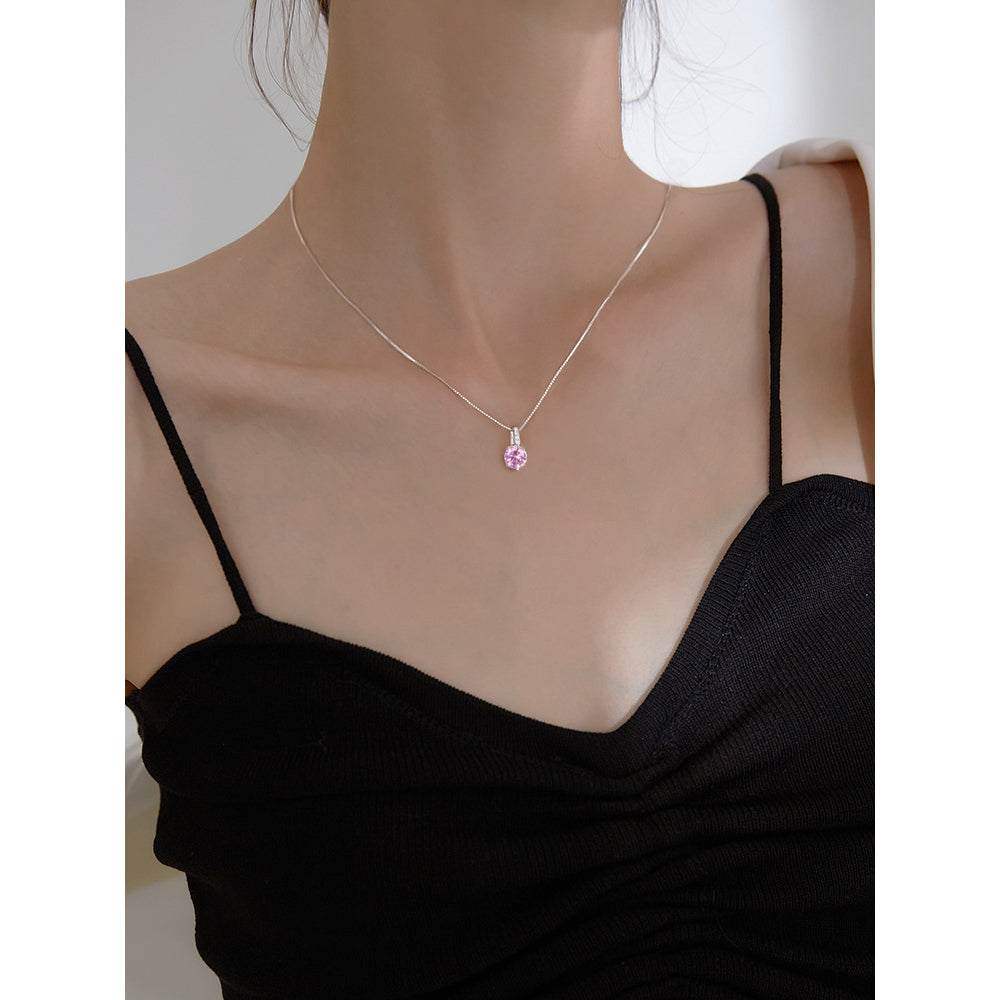 CDE Sparkling Stone Necklace Pink CDE6067PI - Sterling Silver Women's Necklace