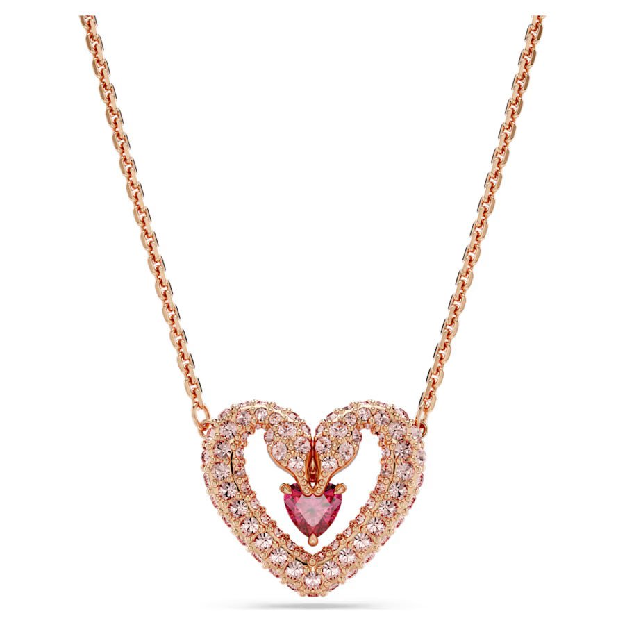Una Heart Necklace Bracelet Jewelry Set Pink - 2134RG & 3134