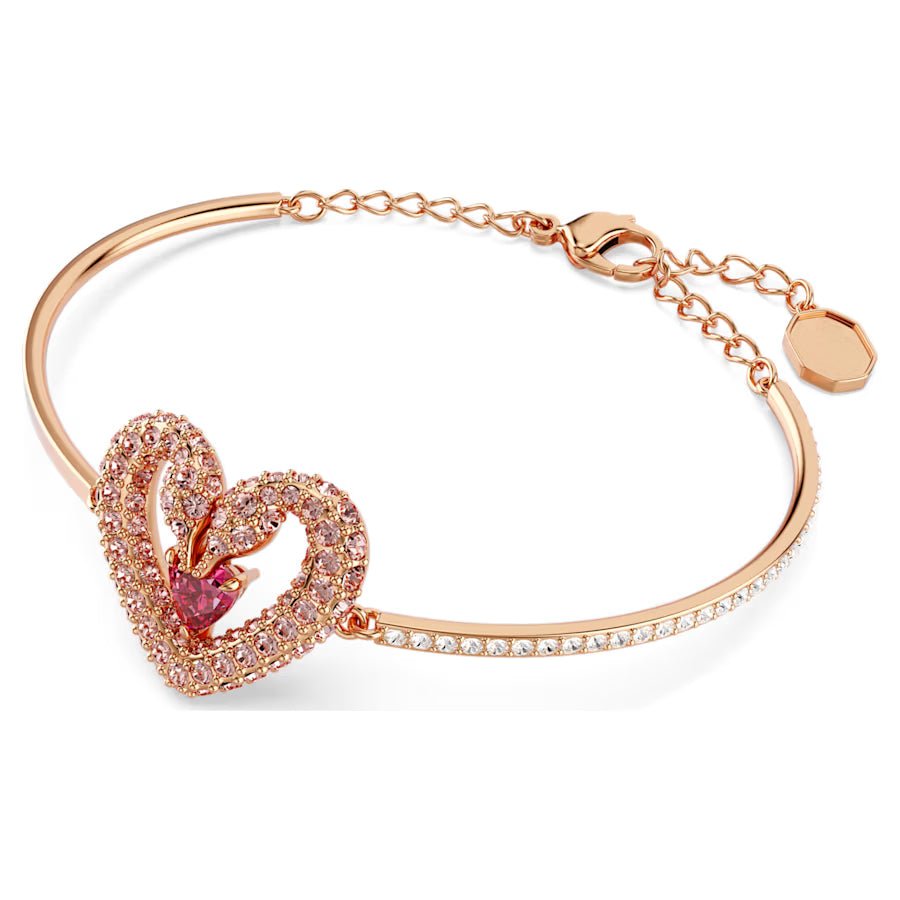 Una Heart Necklace Bracelet Jewelry Set Pink - 2134RG & 3134