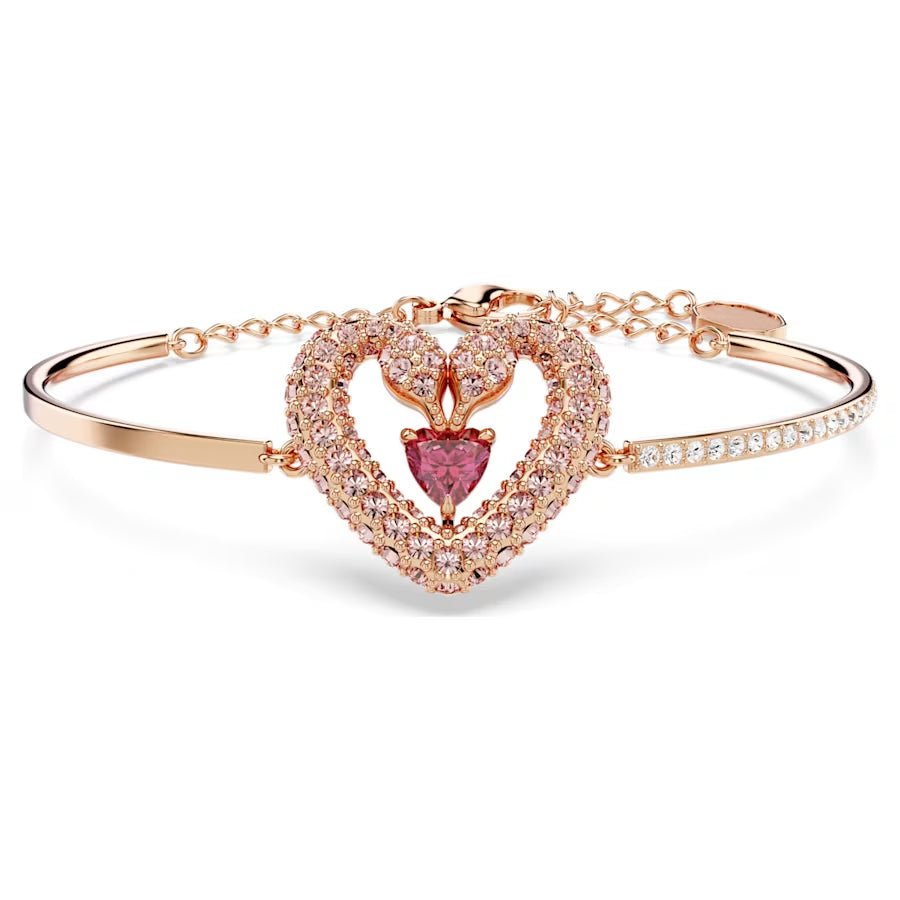 Una Heart Necklace Bracelet Earrings Jewelry Set Pink - 6191RG & 2134RG & 3134