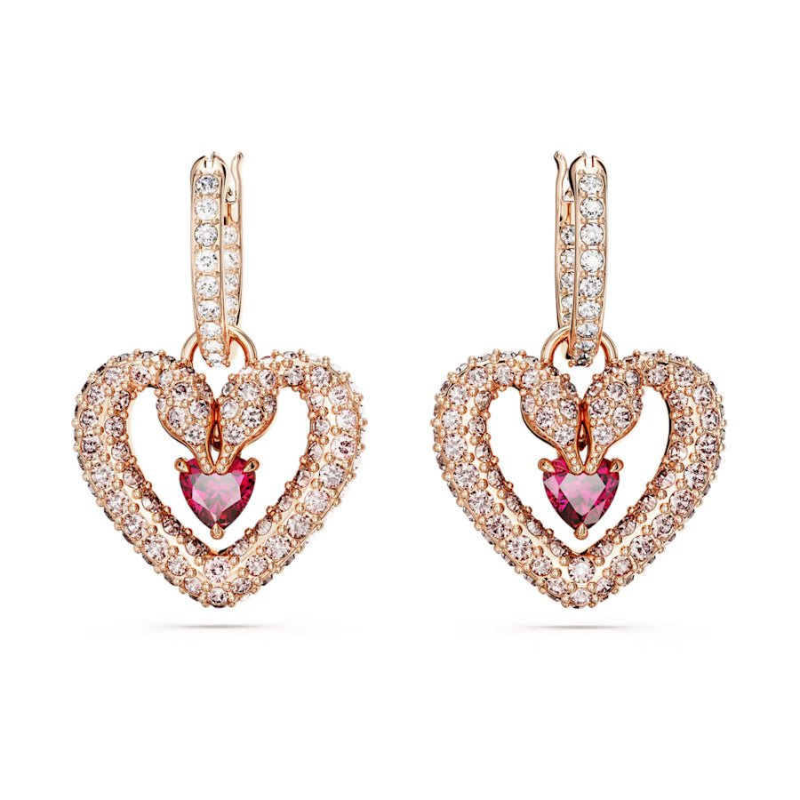 Una Heart Bracelet Earrings Jewelry Set Pink