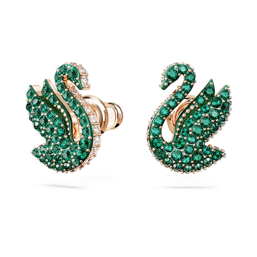 Iconic Swan Green Crystal Earrings Jewelry Set - 6190GR & 3133GR