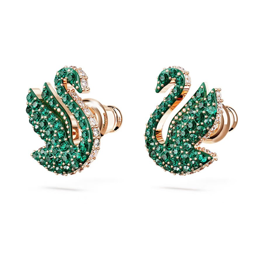 Iconic Swan Green Crystal Earrings Jewelry Set - 6190GR & 3133GR