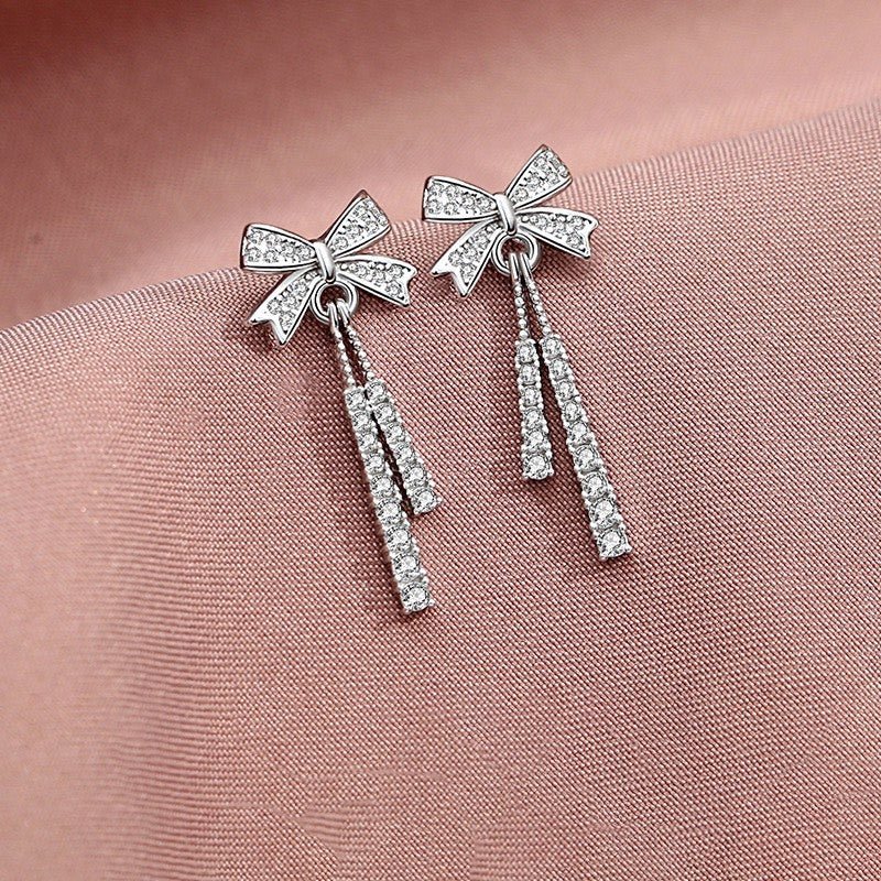 Elegant Bow Earrings - 3175SV