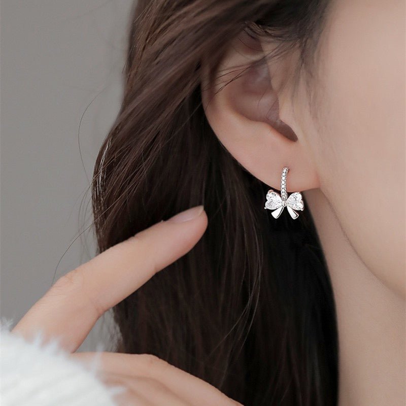 Innovative Bow Earrings Silver - 3176V