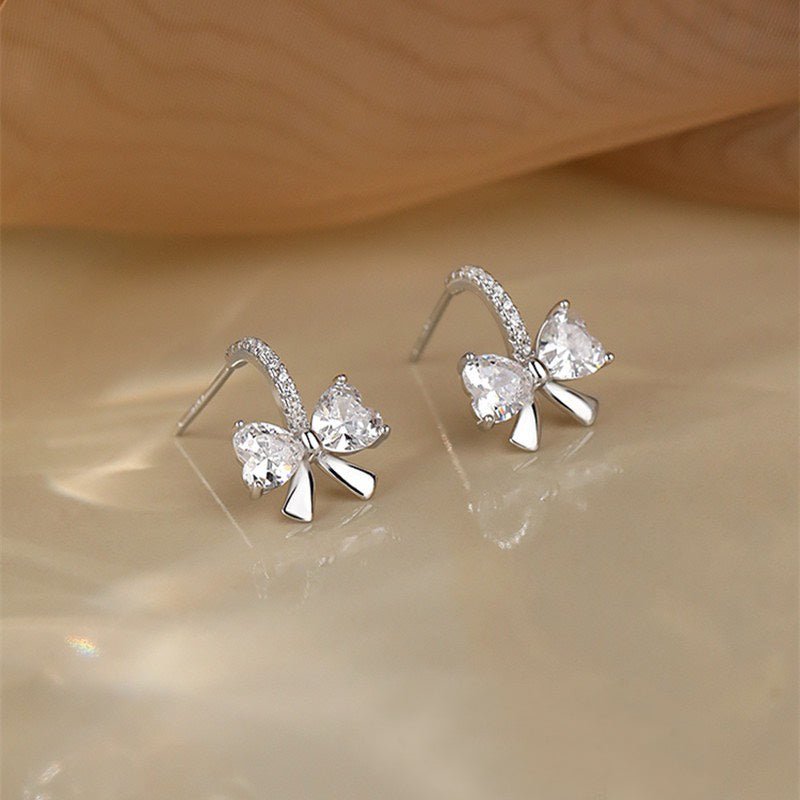 Innovative Bow Earrings Silver - 3176V