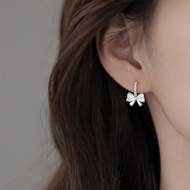 Innovative Bow Earrings Silver - 3176V