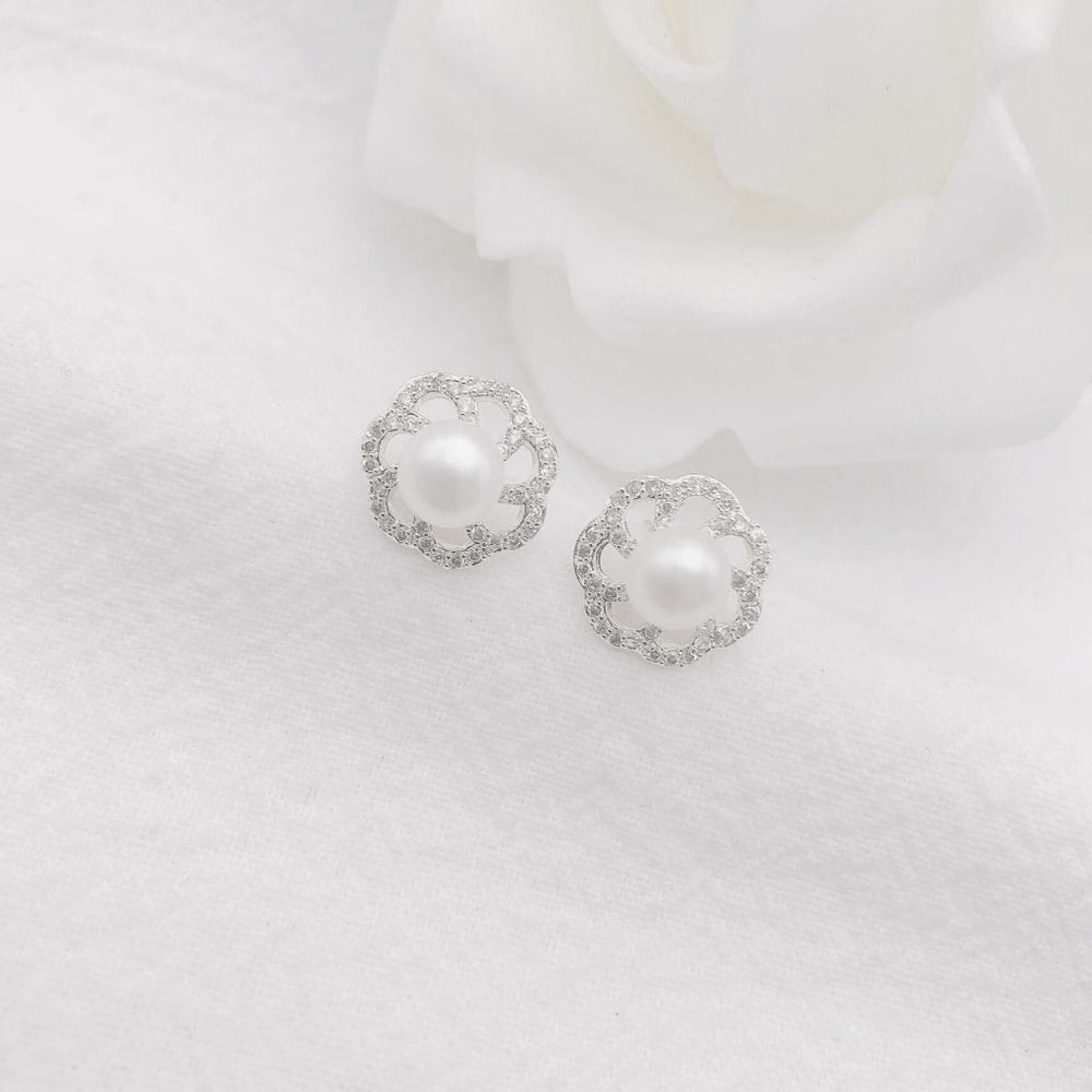 Sparkling Pearls Earrings - 3177SV