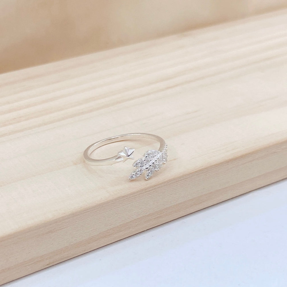 Olive Leaf and Star Ring Silver, nhẫn hở